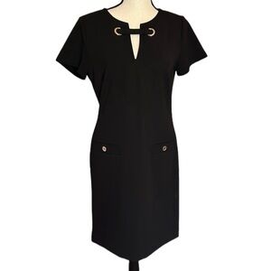 Tommy Hilfiger Short Sleeve Grommet Neck Black Dress Size 6 Like New!